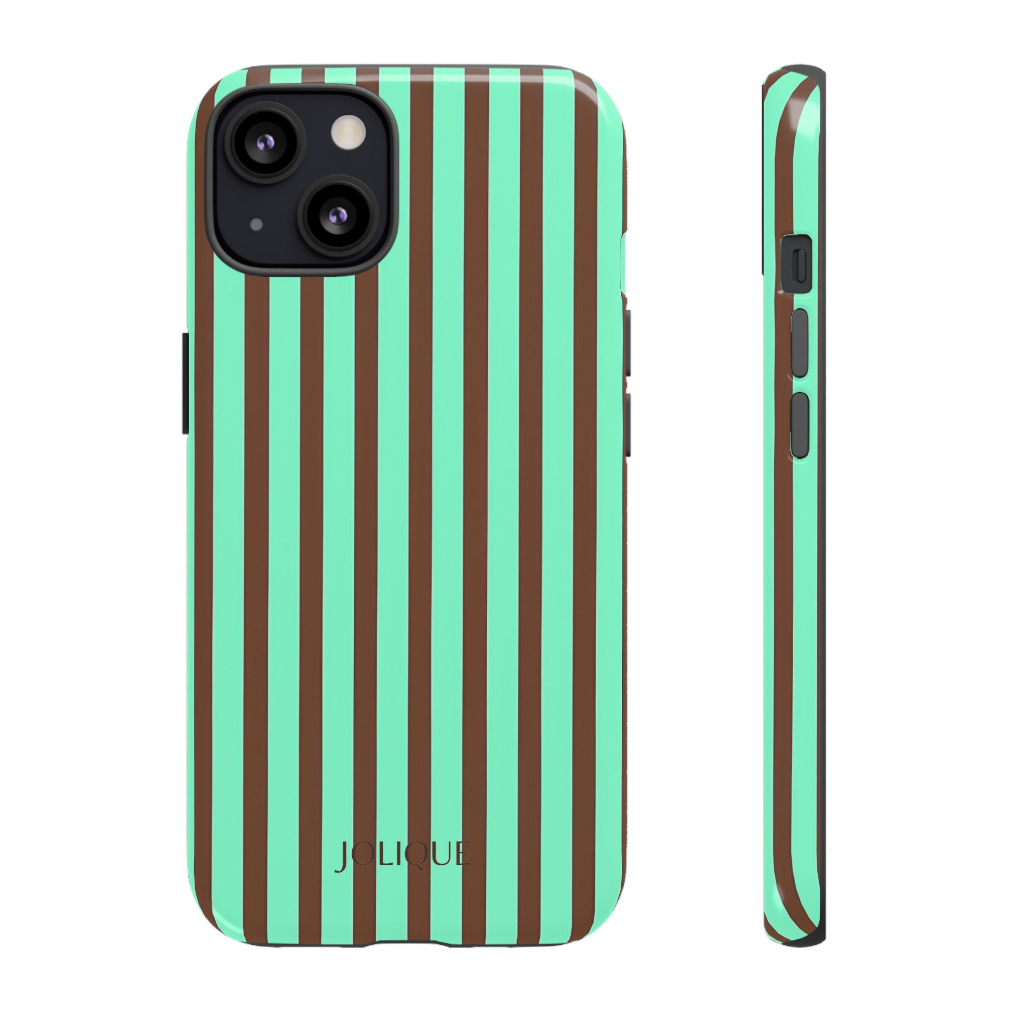 STRIPE CASE - BROWN & CYAN